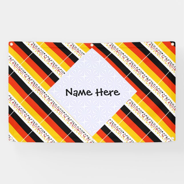 Deutschland German Flag Tiled Personalised Name  Banner (Horizontal)