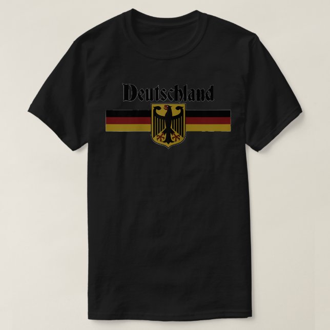 DEUTSCHLAND Germany Flag Coat of Arms Eagle Banner T-Shirt (Design Front)