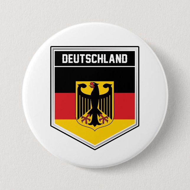 Deutschland/Germany Flag Shield 7.5 Cm Round Badge (Front)