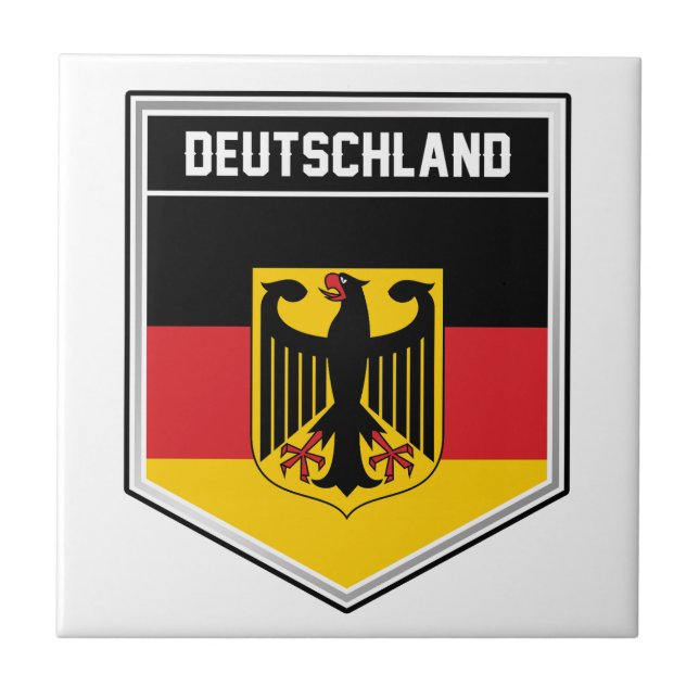 Deutschland/Germany Flag Shield Ceramic Tile (Front)