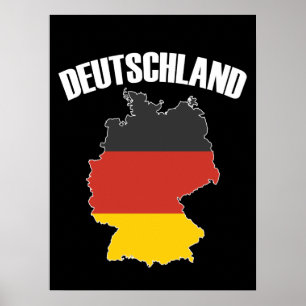 Deutschland Map - German Flag - Germany Travel Poster