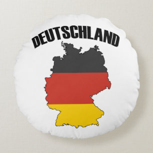 Deutschland Map - German Flag - Germany Travel Round Cushion