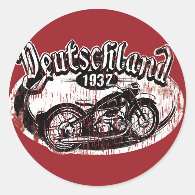 Deutschland Motowear Classic Round Sticker (Front)