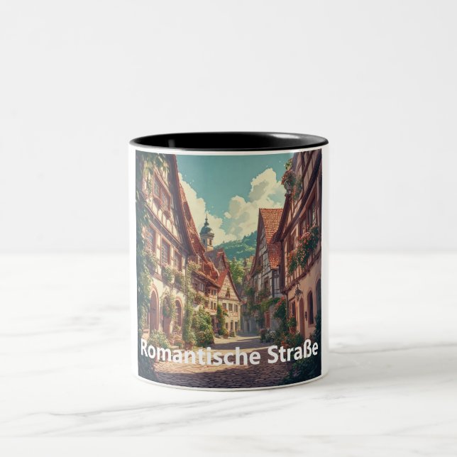 Deutschland Reise-Mug – Romantische Straße Two-Tone Coffee Mug (Center)