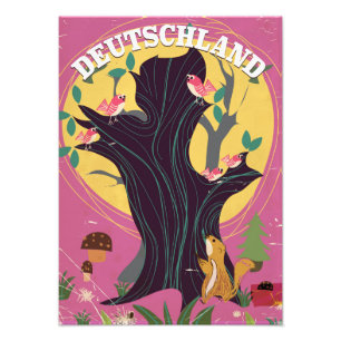 Deutschland vintage cartoon landscape poster