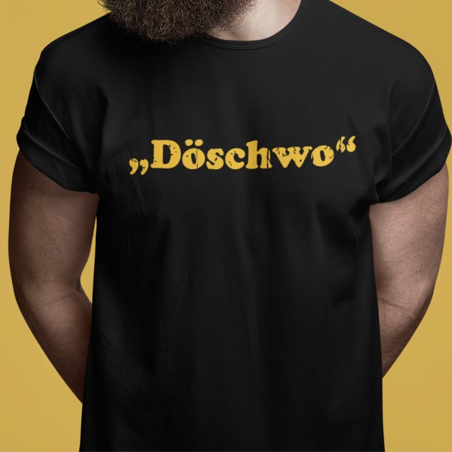 Deux Chevaux 2CV Döschwo Typography T-Shirt (2CV Shirt in Black with a Yellow Typography)