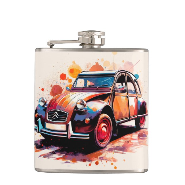 Deux Chevaux Hip Flask (Front)