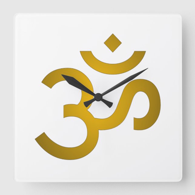 Devanagari om  square wall clock (Front)