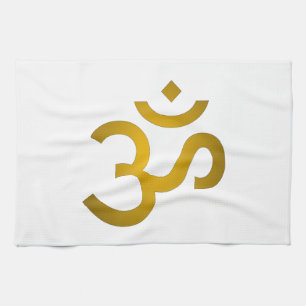 Devanagari om tea towel