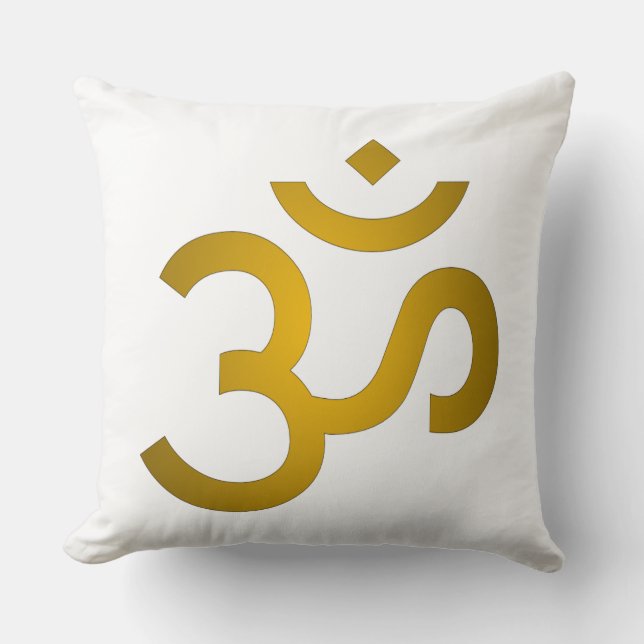 Devanagari om - White Cushion (Front)