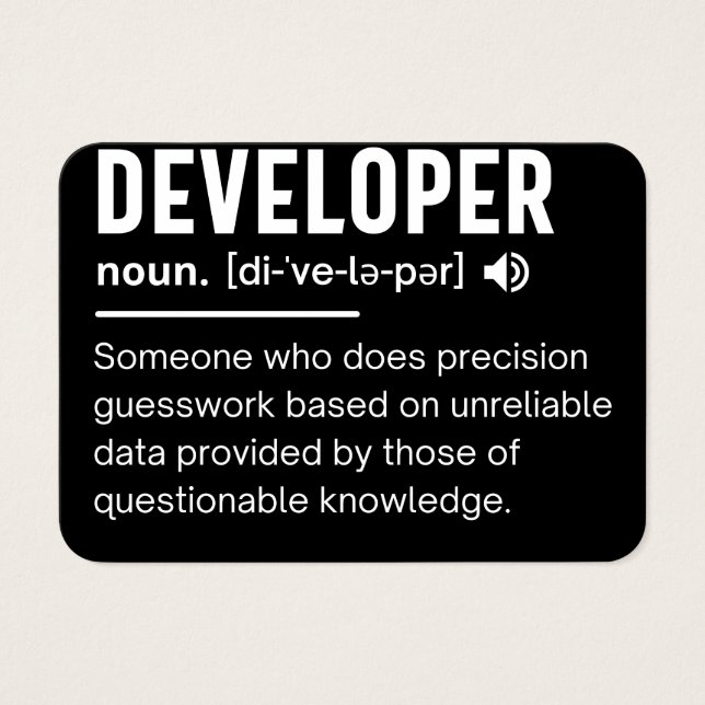 Developer Dictionary Definition Funny developers (Front)
