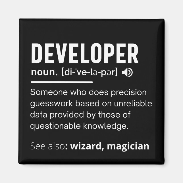Developer Dictionary Definition Funny developers Magnet (Front)