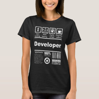 Developer Nutritional Facts For Developers T-Shirt