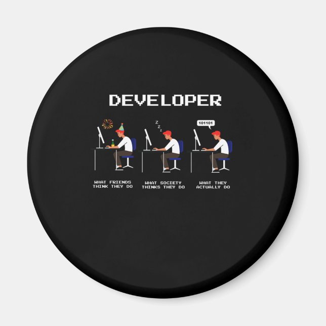 Developer Programmer Coder Computer Nerd Geek gift Magnet (Front)