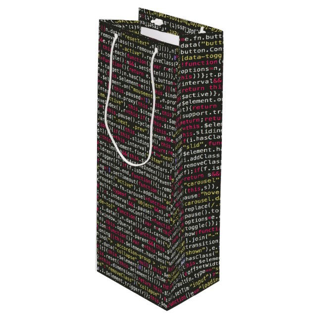 Developer's Terminal Pattern Wine Gift Bag (Front Angled)