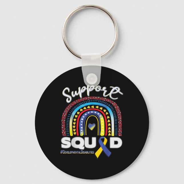 Developmental Disabilities Support Squad Blue Yell Key Ring (Front)