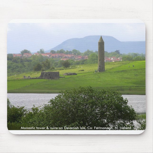 Devenish Isle monastic tower, Co. Fermanagh Mouse Pad (Front)