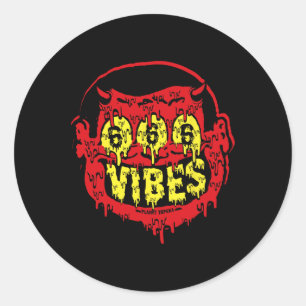 Devil 666 Vibes - Retro Style 666 Funny Evil Hallo Classic Round Sticker