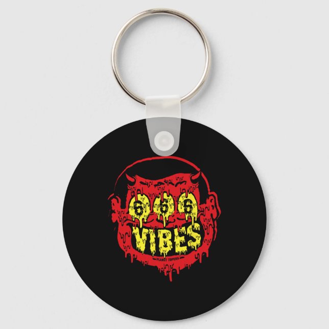 Devil 666 Vibes - Retro Style 666 Funny Evil Hallo Key Ring (Front)