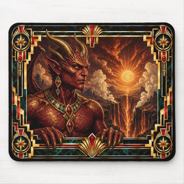 Devil, Art Deco Mythical Mouse Pad (Front)