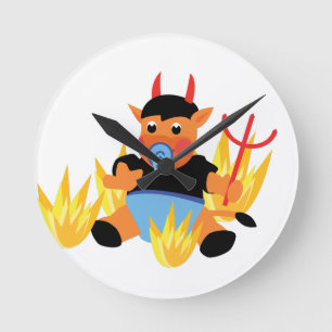 devil baby round clock