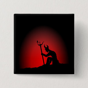 Devil Contemplating 15 Cm Square Badge