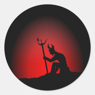 Devil Contemplating Classic Round Sticker
