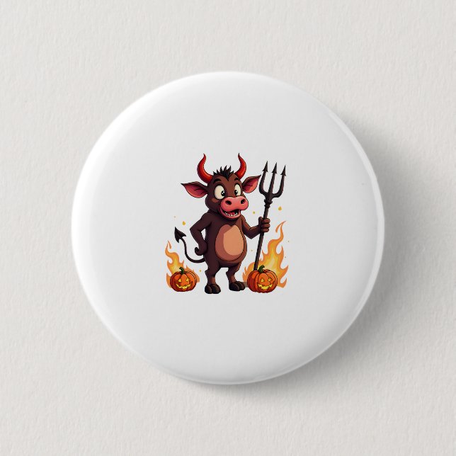 Devil Cow Mischief 6 Cm Round Badge (Front)