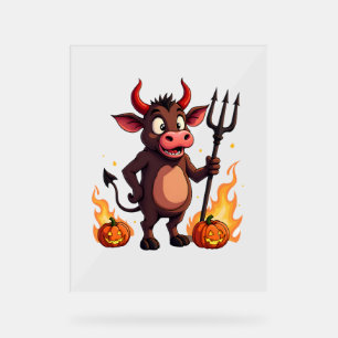 Devil Cow Mischief Acrylic Sign