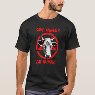 Devil Cow Save Animals Eat Humans Satan 666 Vegan T-Shirt
