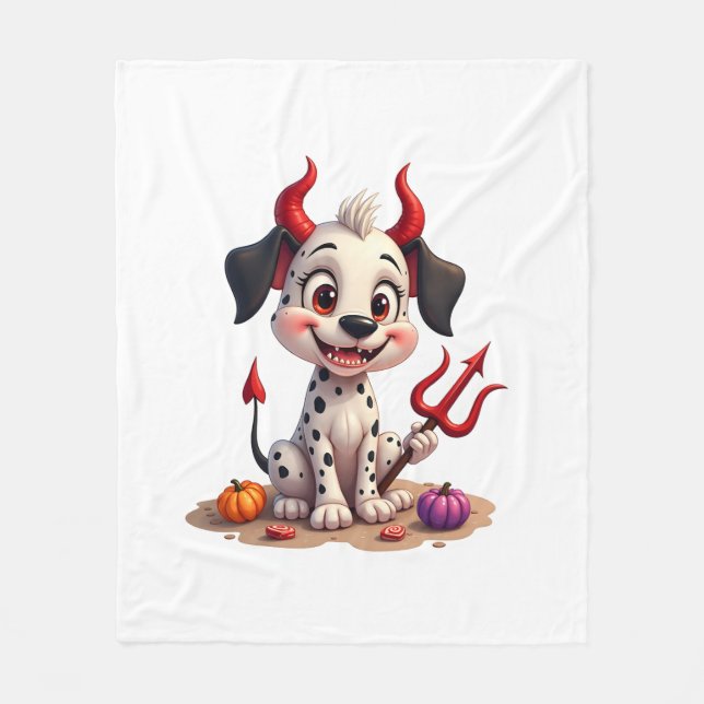 Devil Dalmatian Mischief Fleece Blanket (Front)