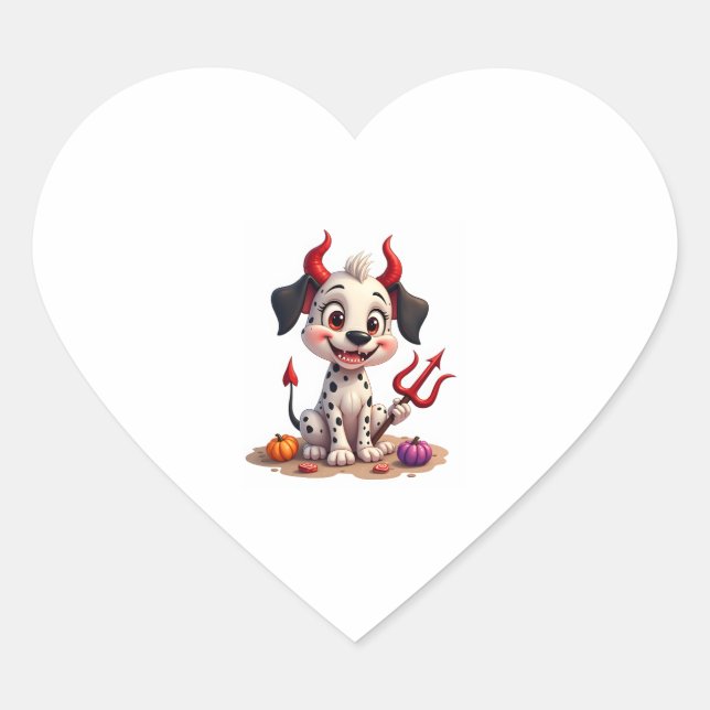 Devil Dalmatian Mischief Heart Sticker (Front)