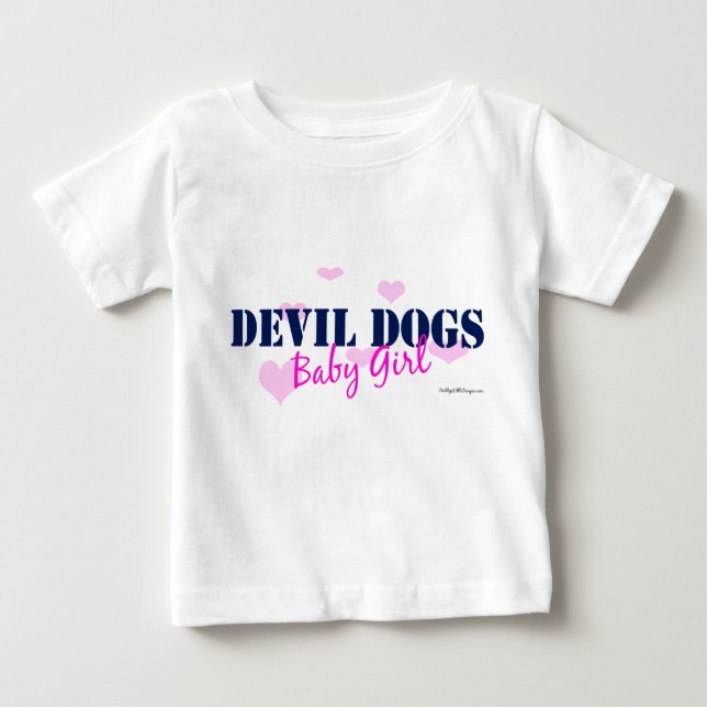 Devil Dogs Baby Girl - with hearts Long Sleeve Baby T-Shirt (Front)