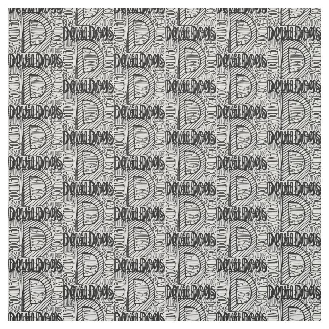 Devil Dogs grey fabric black letters THIS (Swatch)