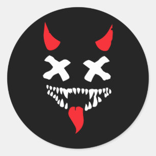 Devil Face Lazy Halloween Costume Scary Creepy Spo Classic Round Sticker