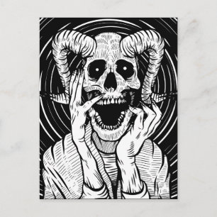 devil face postcard