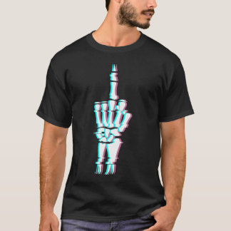 Devil Finger Skull Hand Glitch Effect T-Shirt