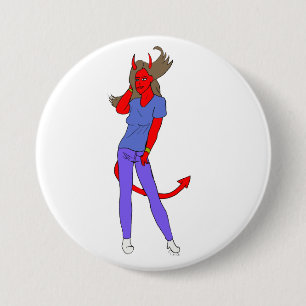 devil girl 7.5 cm round badge