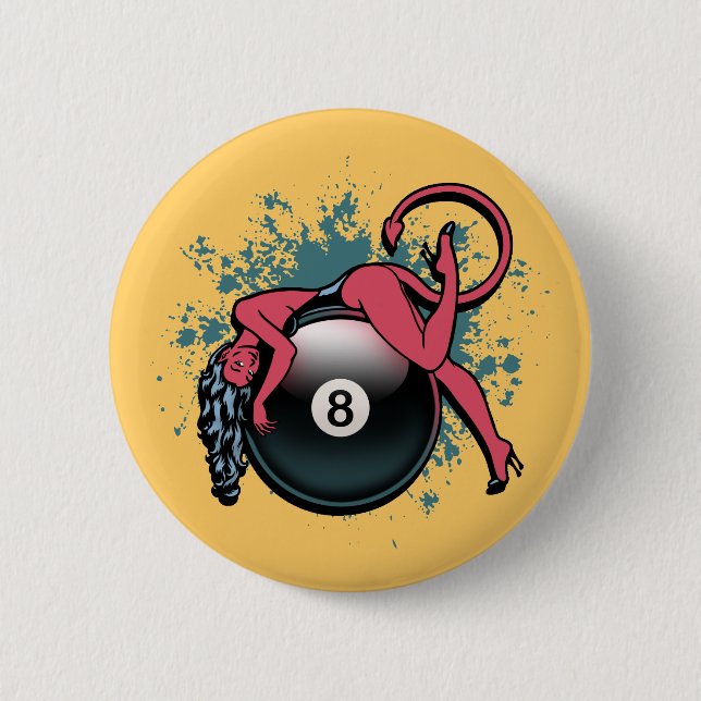 Devil Girl 8-Ball 6 Cm Round Badge (Front)