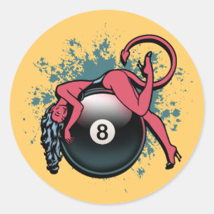 Devil Girl 8-Ball Classic Round Sticker