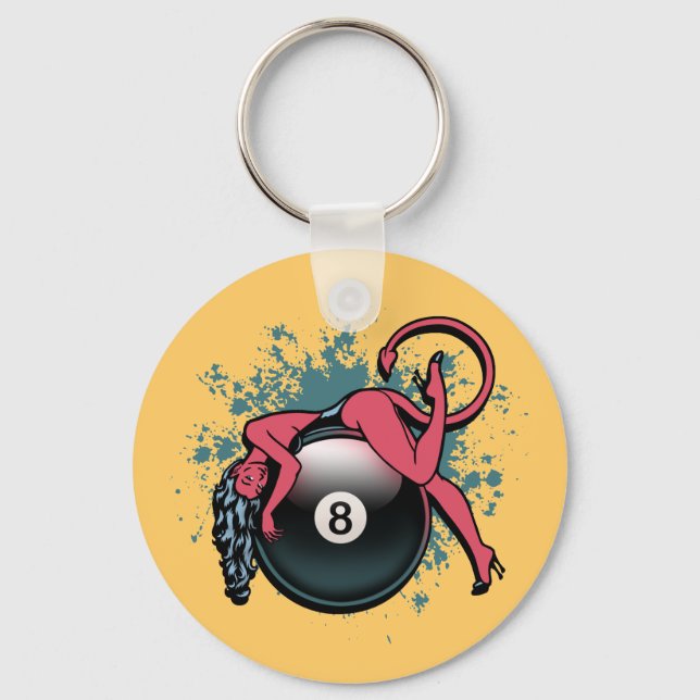 Devil Girl 8-Ball Key Ring (Front)