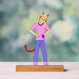 devil girl acrylic sign