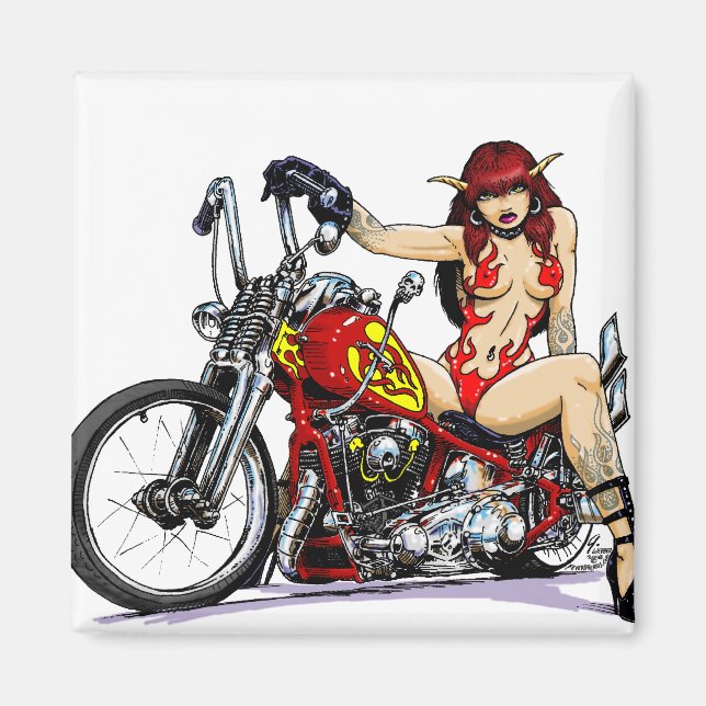 Devil Girl Biker Magnet (Front)
