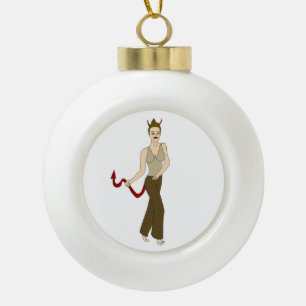 devil girl ceramic ball christmas ornament