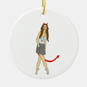 devil girl ceramic ornament