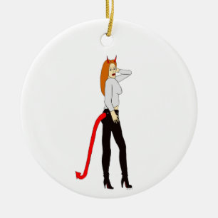 devil girl ceramic ornament