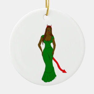 devil girl ceramic ornament