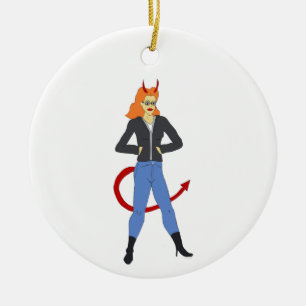 devil girl ceramic ornament