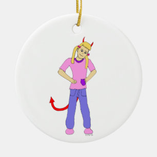devil girl     ceramic ornament