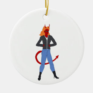 devil girl ceramic ornament